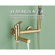 Misturador Monocomando Dourado Para Banheira Com Ducha de Mão Ajustável DR170